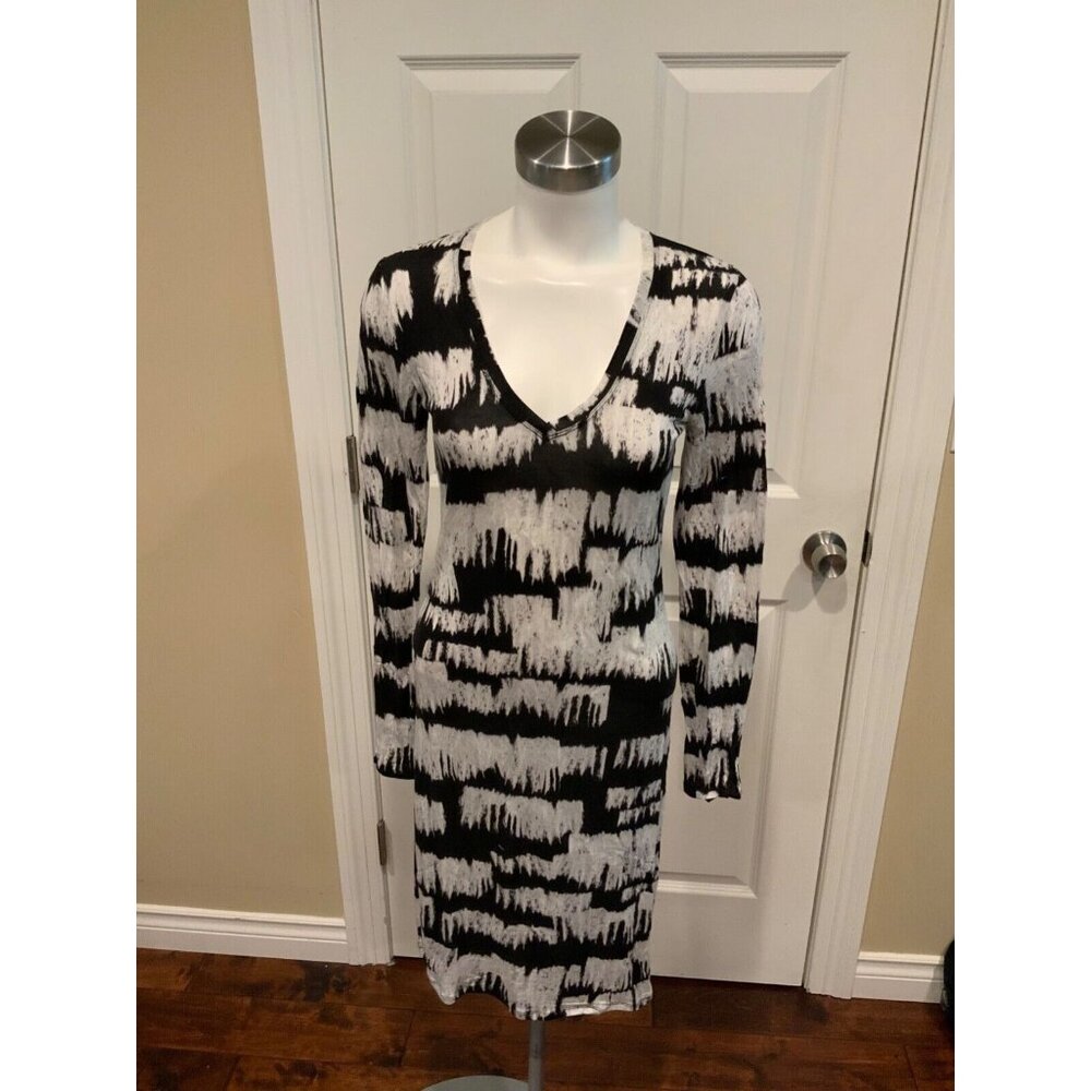 BCBG Max Azria Black & White Tie Dye T-Shirt Dress, Size Small (US)